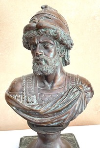 lot 6A image: Spectacular Solid Bronze Bust upon a Marble Base by Morgan Hill