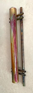 lot 413 image: Amazing Art Deco Metal Wall Mount Vase with Glass Insert