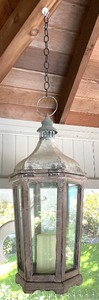 lot 431 image: Pair of Weathered Wooden Lanterns