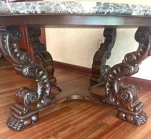 lot 436 image: Magnificent Marble Top Table with Gorgeous Carved Base