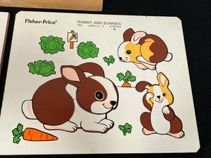 lot 467 image: Five Vintage Toy Puzzles by Fisher Price and Playskool