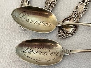 lot 501 image: Collection of Five Sterling Silver Souvenir Spoons