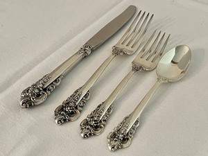 lot 11A image: Wallace Grand Baroque Sterling Flatware Set - Service for 12