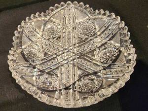 lot 513 image: Orefors Crytal Vase Plus Cut Crystal Dish Duo