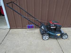 22 push mower with Briggs engine. Tested & works. As shown.