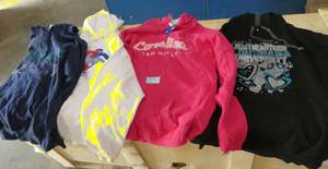 4 Womens Large sweatshirts - ignore the yellow on the white one, something funky with my picture