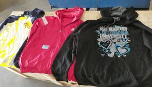 3 ladies Medium hoodies and rainwind jacket