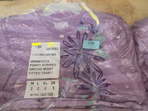 6 Adult Womens Minnesota striped purple tshirts