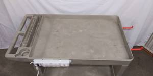 lot 8 image: WOW Heavy Duty Two Tier Utility Equipment Supply Trolley Cart With Tripp Lite Power Supply Strip & Hooks For Extension Cords - Great Condition