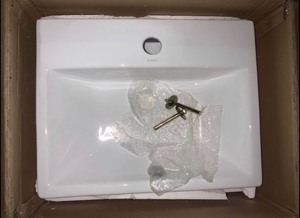 Elanti Wall-Mounted Rectangular Compact Bathroom Sink in White See Pictures