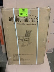 Outdoor Interiors Brown Wicker and Eucalyptus Outdoor Rocking Chair See Pictures