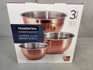 New Tramontina Gourmet Selection Copper Clad Mixing Bowl Set