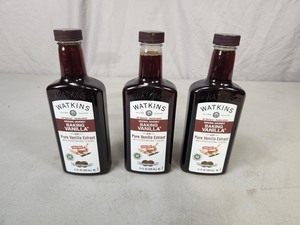 3 New Large 11 oz Bottles of Watkins Baking Vanilla