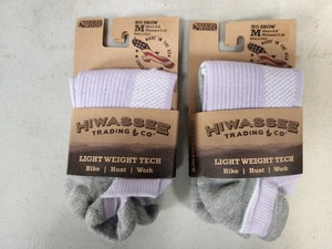 2 New Pair of Hiwassee Trading Co Merino Wool Lightweight Tech Socks