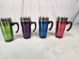 4 New Travel Mugs with Handles