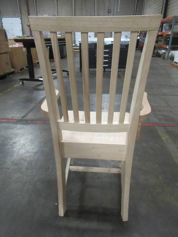 lot 110 image: International Concepts Unfinished Wood Mission Side Chair, 265A - Right arm Has broken Dowel.
