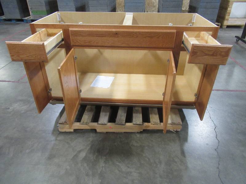 lot 345 image: Golden Oak 60 Sink Base Shaker Style Kitchen Cabinet, KSB60-MO.