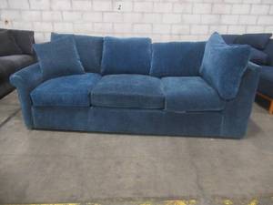 lot 407 image: CREATED FOR MACYs JONATHAN LOUIS FURNITURE Sofa in Blue, Approximate Dimensions 90 x 39 x 30 Tall. In Like New Condition.
