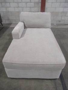 lot 410 image: CREATED FOR MACYs JONATHAN LOUIS FURNITURE LH Facing Chaise Lounge in Beige, Approximate Dimensions 62 x 36 x 30 Tall. In Like New Condition.