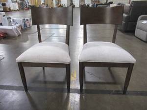 lot 420 image: CREATED FOR MACYs LEGACY CLASSIC FURNITURE Set of 2 Wood Chairs with upholstered seats, 058-140. In Like New Condition.