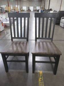 lot 423 image: CREATED FOR MACYs STEVE SILVER FURNITURE Set of 2 Slat Back Side Chairs, 146375. In Like New Condition.