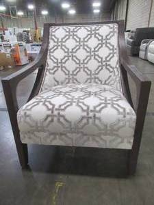lot 433 image: CREATED FOR MACYs JASON FURNITURE  Upholstered Arm Chair. In Like New Condition.