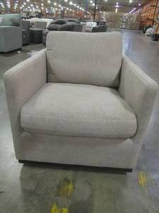 lot 439 image: CREATED FOR MACYs JASON FURNITURE  Upholstered Arm Chair in Oyster. In Like New Condition. Approximate Dimensions 30 x 32 x 25 Tall.