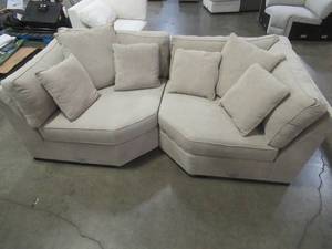 lot 445 image: CREATED FOR MACYs RADLEY FURNITURE 2 Sectional Sofa Wedges in Heavenly Chrome (Wedges Only). In Like New Condition. Approximate Dimensions 100 x 50 x 30 Tall When put together as pictured.