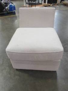 lot 451 image: CREATED FOR MACYs JONATHAN LOUIS FURNITURE Sectional Sofa Single Chair in Heavenly Oyster (Chair Only, Missing Back Cushion). In Like New Condition Approximate Dimensions 28 x 39 x 30 Tall.