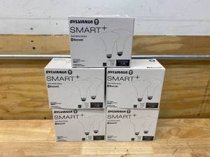 lot 65 image: SYLVANIA Lot of 5-  Bluetooth Mesh LED Smart Light Bulb, One Touch Set Up, BR30 65W Replacement, E26, Soft White, Works with Alexa Only - 2 Bulbs Per Pack