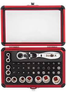 lot 14 image: SUNEX 44Pc 14 Dr Mini Dual Flex Head RATCHET W Socket & Bit Set