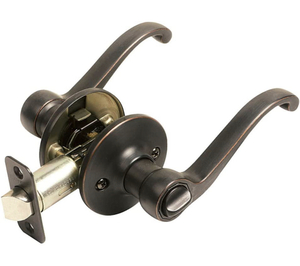 lot 70 image: DESIGN HOUSE 791632 Scroll Privacy Bed and Bath Door Lever, Oil Rubbed Bronze, 2-Way Adjustable