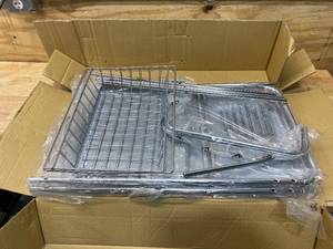 lot 44 image: MIND READER 3-Tier Metal 4 -Wheeled Utility Cart with 2 Wire Baskets in Silver