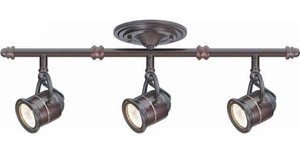 lot 100 image: HAMPTON BAY 3-Light Antique Bronze Ceiling Bar Track Lighting Kit