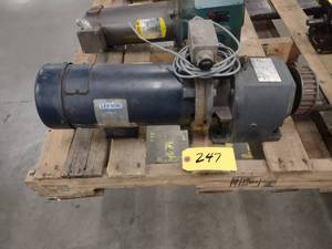 lot 247 image: Leeson 1 hp. DC Motor with Gear Box...