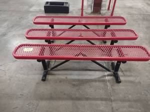 lot 362 image: (3) Outdoor Benches, Tops are Poly ...