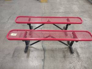 lot 363 image: (2) Outdoor Benches, Tops are Poly ...