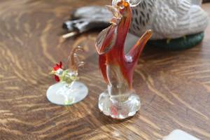 lot 745 image: Lot of (2) Rooster Glass Table Dcor