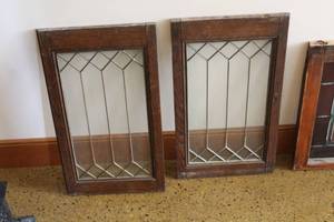 lot 765 image: Lot of (2) WoodStained Glass Windows 13-12x24