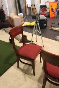 lot 784 image: Lot of (10) Padded Wood Dining Chairs