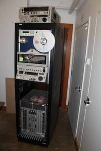 lot 794 image: Rolling Electronics Rack with Betacam SP VCR Recorder BVW-D75, BTS Control Panel CP-3000, Sony BVH-2000