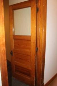 lot 608 image: Wood Interior Door with Transom 3-panel  Top Glass 36x94-12