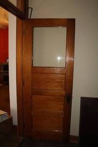 lot 611 image: Wood Interior Door with Transom 3-panel  Top Glass 35-12x93-34x1-58