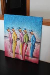 lot 636 image: Five Men by B. Long Signed Wall Art
