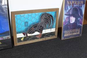 lot 659 image: Rooster Stained Glass Framed Wall Art