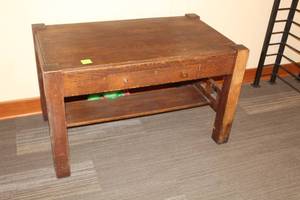 lot 666 image: Wood Table 1-drawer1-shelf