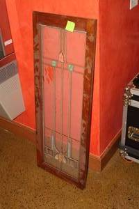 lot 672 image: WoodStained Glass WindowHutch Door