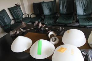 lot 702 image: Lot of (4) Hanging Lights with Domes