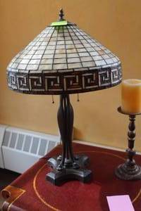 lot 726 image: Table Lamp with Stained Glass Shade