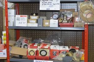 Pressure gauges, flow control valves, gaskets, aquastat relay